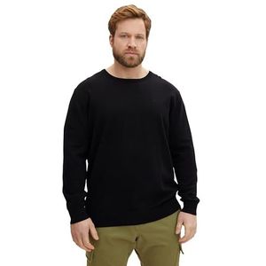 TOM TAILOR Heren+ Plussize Basic trui met ronde hals voor heren, 29999, zwart, 3XL