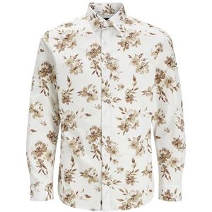 JACK & JONES Heren Jprblamonaco Print L/S Shirt, wit (bright white), XXL
