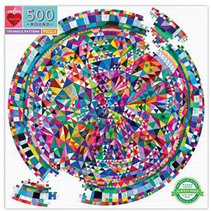 eeBoo - Ronde puzzel, 500 stuks, driehoekpatroon, voor volwassenen, van gerecycled karton, 58,5 cm diameter, PZFTRP, meerkleurig