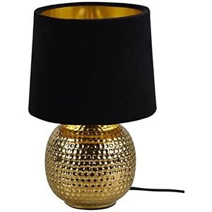 Reality Leuchten tafellamp Sophia R50821002, voet keramiek goudkleurig, fluwelen scherm zwart/goud, excl. 1x E14