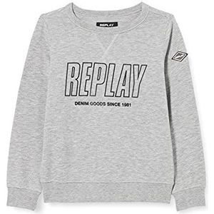 Replay Sweatshirt voor jongens logo katoenmix, grijs (Grey Melange M02), 16 jaar, M02 grijs melange., 16 Jaar