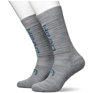 HEAD Uniseks Beginner Knee-high Skisokken (set van 2), Grijs/Sky Blue Combo, 39-42 EU