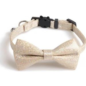 Luxe kattenhalsbanden met vlinderdas en bel | Veilige snelsluiting Breakaway gesp | ZACAL kattenhalsbanden (zwart en wit) (gouden glinsterende glitter)
