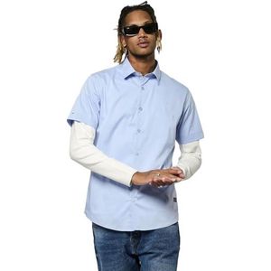 Kaporal, Herenhemd, getailleerde pasvorm, korte mouwen, overhemdkraag, model KOURA, kleur hemelsblauw, maat 2XL, Hemelsblauw, XXL