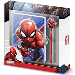 Spiderman Skew-geschenkdoos met hangslot dagboek en mode balpen, blauw