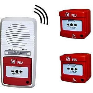 LIFEBOX - Alarmsysteem type 4 radio met 2 triggers – LBXJOD111201x2d – wit – 2 alarmen – radio werkt op batterijen – type 4 – handmatige ontspanner