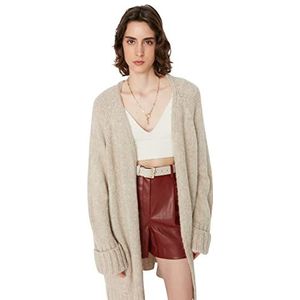 Trendyol Dames Loungewear Regular Poncho V-hals gebreide trui voor dames, steen, XS, Steen, XS