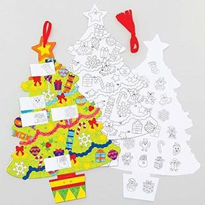 Baker Ross FC184 in-kleurbaren kerstboom adventskalender - pak van 5, creatieve adventskalenders voor kinderen, kerstknutsel voor kinderen