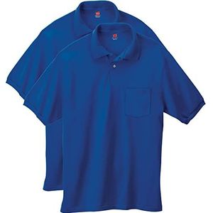 Hanes Heren korte mouwen Jersey Pocket Polo (Pack van 2) - blauw - 4XL