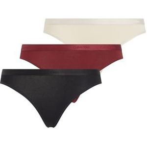 Calvin Klein Bikinislips voor dames, 3 stuks, Multi (Zwart/Cocon/Syrah), XL