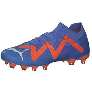 PUMA Future Match voor dames Fg/Ag WN's voetbalschoen, Blue Glimmer PUMA Wit Ultra Oranje, 42.5 EU