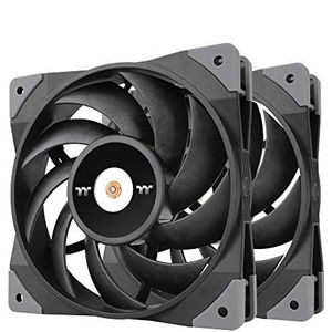 Thermaltake ToughFan 12 Hoge Statische Druk 2000 PWM, Metaal Versterkte Motor Hub, Gen.2 Hydraulische Lager 120mm Behuizing/Radiatorventilator (2 Pack) CL-F082-PL12BL-A Zwart