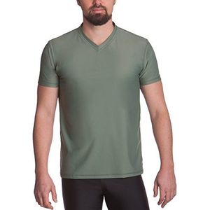 iQ-UV Heren 300 Regular gesneden, V-hals, UV-bescherming T-shirt, olijf, S (48)