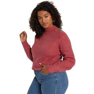 Trendyol Dames rechte lange mouwen ontspannen sweater in plussize, Rosé, XL Grote maten