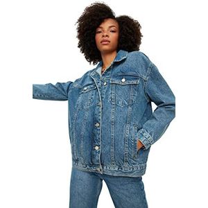 Trendyol Vrouwen Standaard mouw Basis Blauw oversized trucker-spijkerjack TWOAW22CE0364