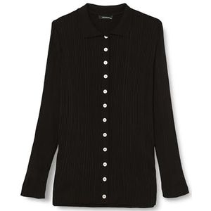 Trendyol Dames rechte lange mouwen slanke gebreide jas in plussize, zwart, XXL/Grote maten