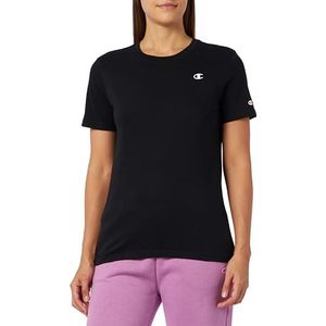 Champion Legacy Basics W-Light Cotton Jersey S-s Regular Crewneck T-shirt voor dames, zwart., M