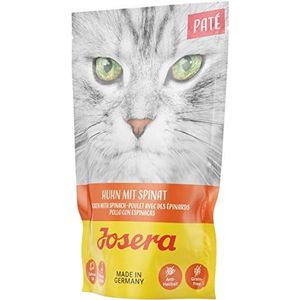 JOSERA Paté kip met spinazie (16 x 85 g) | graanvrij kattenvoer met zalmolie | Super Premium natvoer voor volwassen katten | verpakking van 16 stuks