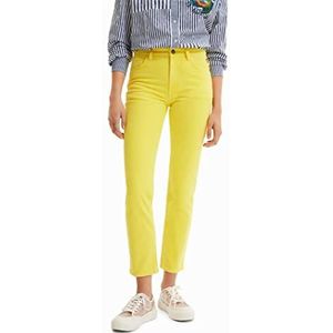 Desigual Dames Regular Dames Denim Lange Broek, Geel, 34