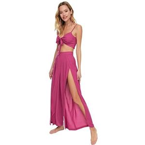 Trendyol Dames effen gebreide tweedelige set, Fuchsia, 62 NL