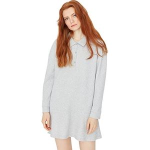 Trendyol Dames Loungewear Oversize standaard staande kraag geweven jurk, grijs gemêleerd, XS, Grijze Melange, XS