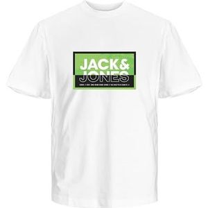 Jack & Jones JCOLOGAN Summer Print Tee Crew Neck FST, wit, M