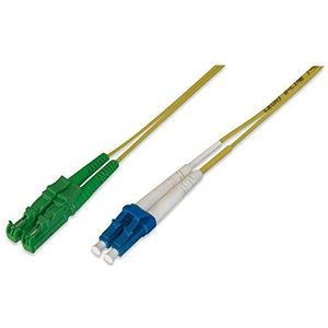 DIGITUS AL-9E2000LC-02I – Glasvezelkabel OS2 – 2 m – E2000 (APC) naar LC (UPC) – Duplex Glasvezelkabel – 1/10 Gbit/s – SM Singlemode Glasvezel LAN-kabel – Vezeltype: 9/125 µ – Geel (Yellow)