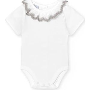 BABIDU Babybody met korte mouwen, 100% katoen, babybody met ruches op de hals, ademende stof, zacht en hypoallergeen voor de gevoelige huid, uniseks kleding voor baby's en meisjes, zomerbasis
