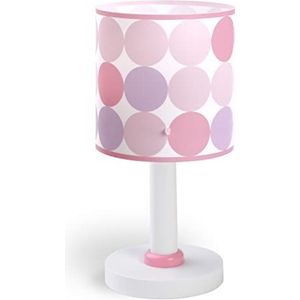 Dalber Kinderen tafellamp bedlampje kinderkamer kleuren roze stippen, 62001S, E14