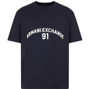 Armani Exchange Heren Big Embroidered Logo, Regular Fit T-Shirt, Off White, L, off-white, L