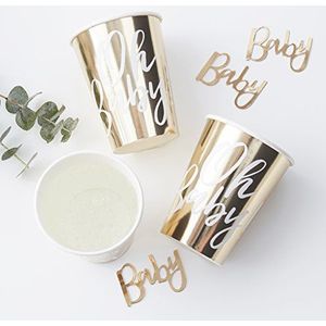 Ginger Ray Gold Foiled Oh Baby Shower Paper Party Cups 8 Pack, 8 Count (Pack van 1)