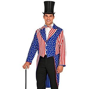 Widmann 48274 48274-USA Parade-Frack, Garde-Uniform, Stars and Stripes, Amerikaanse vlag, kostuum, carnaval, themafeest, heren, meerkleurig, XL