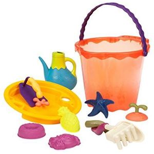B. toys Zandspeelgoed, 11-delig, met emmer, groot, zandbakspeelgoed, strand, speelplaats met schep, zeef, zandvormpjes, speelgoed vanaf 18 maanden