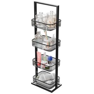 Amig Multifunctionele organizer, 4 manden in de hoogte – zwart staal – opslag in de keuken van glazen, groenten of fruit – afmetingen: 27,6 x 18 x 89,2 cm
