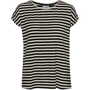 VERO MODA CURVE Vmaya Plain Ss Top Stripe Ga Noos Curve T-shirt voor dames, zwart/strepen: pristine, M
