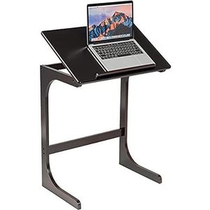 COSTWAY Bijzettafel, afneembare laptoptafel, salontafel van bamboe, koffietafel, C-vorm (bruin)