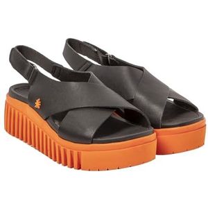 ART 1574 Brighton damessandalen, Nappa, zwart, oranje, 42 EU, Nappa, zwart, oranje, 42 EU