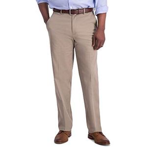 Haggar Men's Iron Free Premium Khaki Classic Fit Flat Front Expandable Waist Casual Pant