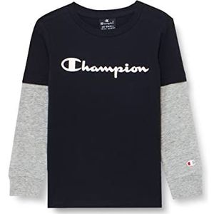 Champion Legacy American Classics-Logo Overlay L/S T-shirt met lange mouwen (marineblauw/grijs gemêleerd), 3-4 jaar kinderen en jongens