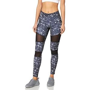 Urban Classics Dames Dames Tech Mesh AOP Leggings, Blackuniverse, XL