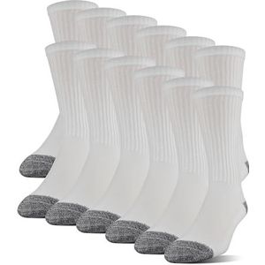 Gildan Heren Polyester Half Cushion Crew Sokken, 12-Pack, Wit, 40-46 EU