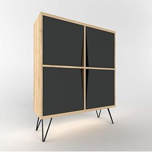 Homemania multifunctioneel meubel, melamine, metaal, eiken, zwart, 90 x 30 x 110 cm