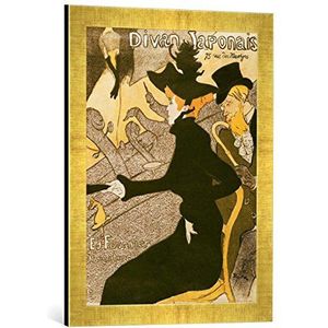 Ingelijste afbeelding van Henri de Toulouse-Lautrec Poster Advertising 'Le Divan Japonais', 1892"", kunstdruk in hoogwaardige handgemaakte fotolijst, 40 x 60 cm, Gold Raya
