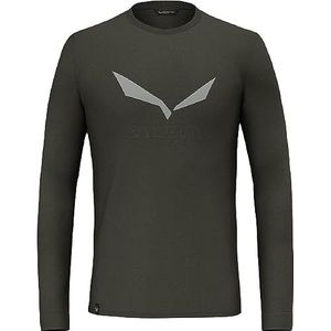 SALEWA Solidlogo Dry Long Sleeve Tee Men, Dark Olive, S, Donkere Olijf, S