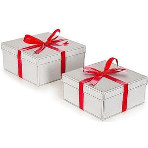 KANGURU Grote geschenkdozen, met deksel, zijdepapier en strik, 2 verschillende maten, ideaal voor het verpakken van een cadeau, herbruikbaar, 2 stuks