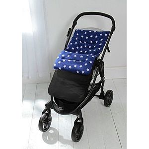 Fleece patroon voetenzak/gezellige tenen compatibel met Quinny Buggy kinderwagen kinderwagen blauwe ster/zwarte buitenkant