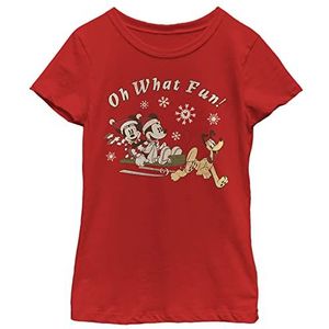 Disney Sled Dog Group T-shirt voor meisjes, rood, M