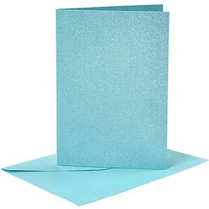 Kaarten en Enveloppen, kaartformaat 10,5x15 cm, envelopgrootte 11,5x16,5 cm, blauw, parelmoer, 4sets