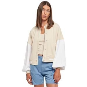 Urban Classics Dames Jas Dames Oversized 2 Tone College Terry Jacket softseagrass/wit XS, Softseagrass/wit, XS