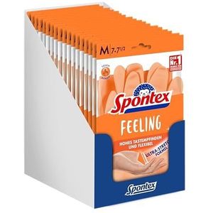 Spontex Feeling Huishoudhandschoenen, 18 paar, voor alle fijngevoelige poets- en onderhoudswerkzaamheden in het huishouden, hoge tastgevoeligheid, maat M, 18 x 1 paar